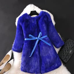 New Natural Real Rabbit Fur Long Coat Winter Real Rabbit Fur Jacket Korean Female Three Quarter Sleeve Soft Real Fur Coats