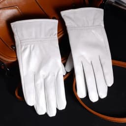 Men's Genuine Leather Real Leather Winter Warm White Ceremonial Short Gloves