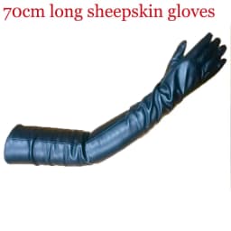 Women's Long Sheepskin Gloves with Touch Screen Leather Super Long Arm Sleeves Fashionable Warm Cashmere for Autumn Winter