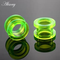 1pair/ lot Acrylic Ear Flesh Tunnels Double Flared Hollow Screw Fit Ear Stretcher Plugs Gauges Body Piercing Jewelry Black