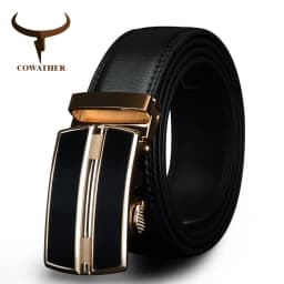 COWATHER 2021 Automatic Buckle black brown cow Genuine Leather men Belts strap for male Fashion Brand cinto masculino CZ047