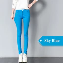 JLZXSY NEW Popular Basic Cotton Slim Pants Colorful Denim Jeans Skinny Pencil Pants