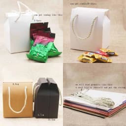 Multi Color Gift Box with Handle String Blank Paper Wedding/Candy/Teas/Nuts/Cookies/Gifts Package Handle Box 8.9*6.7*10.5cm 10pc