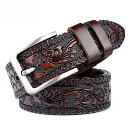 MEDYLA Belts For Men High Quality Cow Genuine Leather Embossing Belt Male Fashion Classic Vintage Pin Buckle Strap For