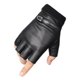 Half Finger Cycling Glove Winter Elasticity PU Leather Plus Plush Warm Men Sport Fitness Driving Glove C5
