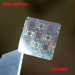 New Arrival Original Genuine 25 mm x 25 mm 2000 PCS Sliver And Gold Color Holographic sticker VOID STICKERS