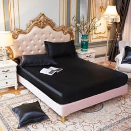Satin Rayon Fitted Sheet Solid Color Mattress Cover With Elastic Band Bed Sheet High-End Home Hotel Bedding Fit Sheet
