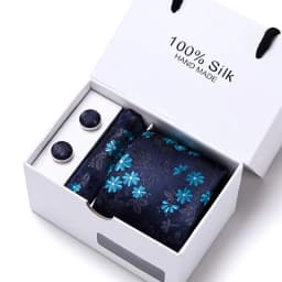 Brand 100% Silk Ties Gift box Office Men Classic Party Wedding striped 7.5cm Silk Wedding Floral Tie Necktie Handkerchief Set