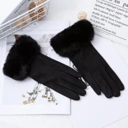 Winter Suede Leather Internal Plush Full Finger Outdoor Riding Warm Gloves Woman's Plush Thick Touch Screen Driving Mittens H92