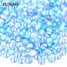 JUNAO 100 Gross Wholesale SS6 8 10 12 16 20 30 AB Glass Rhinestone Bulk Flatback Crystals Round Nail Strass Stone For DIY