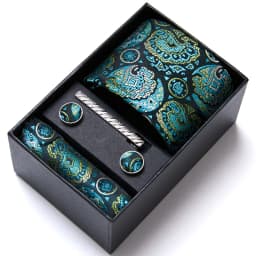Top Quality 7.5 cm Business Ties Hanky Cufflink Set Tie Clips Green Necktie Corbatas For Men Wedding In Gift Box Slim Gravatas