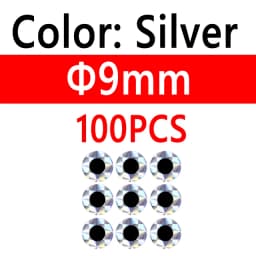 100pcs 2D Metal Jigs Lure DIY Fish Eyes Holographic Flat Fishing Fly Eyes Sticker for Slow Jigging Fishing Lure Baits 3mm-12mm
