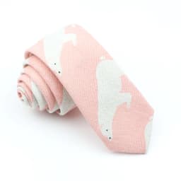 High Quality Cute Linen Cartoon Tie For Men Cat Polar Bear Watermelon Waves Printed Funny Gift Animal Narrow Striped Slim Cravat