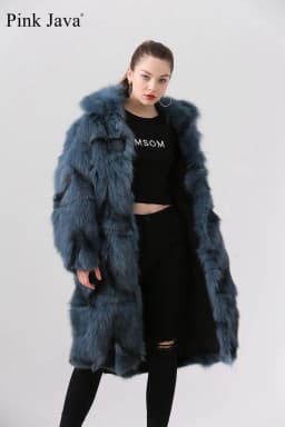 Ppink java QC19036 real fur coat women winter fashion jacket long coat real fox fur fur coat new available hot sale