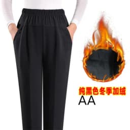 Oversized 8XL Stretch waist Winter Trousers Middle-aged Clothing Loose Plus velvet Thick Female Pants Casual Granny Trousers