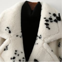 Women's winter warm wool imitation fur coat sheep cut wool coat loose long print fashion casual windbreaker
