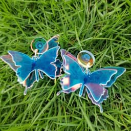 FishSheep Colorful Acrylic Geometric Star Moon Butterfly Drop Earrings For Women Cute Transparent Laser Dangle Earrings Jewelry