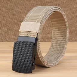3.8cm outdoor nylon belt, black alloy automatic buckle, all-match striped men's belt, sports breathable