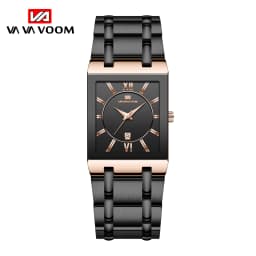 VA VA VOOM Relogio Masculino Watch Men Square Mens Watches Top Brand Luxury Golden Quartz Stainless Steel Waterproof Wrist Watch