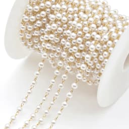 1 Meter Imitation Pearls Chain Metal Brass Beads Interval Chain for DIY Jewelry Making Bracelets Necklace Accessories Supplies