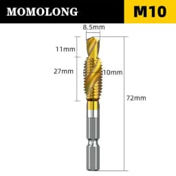 M3 M4 M5 M6 M8 M10 Tap Drill Bits 1/4 Hex Shank Machine Hand Taps Titanium Coated HSS Drilling Tap Bits Thread Screw Tools