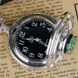 Exquisite Compass Design Vintage Hollow Skeleton Pocket Watch Black Starry Round Dial Antique Pendant Clock Retro Gifts Unisex