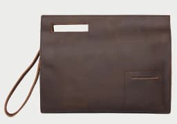 MAHEU Leather Briefcase File Bag Genuine Leather Documents Pouch Featured Crazy Horse Leather A4 File Hand bag Formal Business