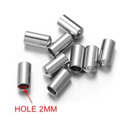 10pcs/lot Stainless Steel end bead caps Leather Cord Clasp Crimp Tips for Necklace Bracelet Connectors Jewelry Making Supplies