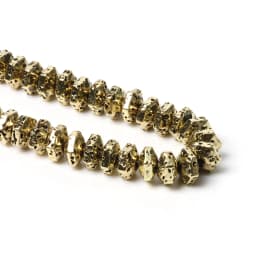 Natural Facete Lava Rock Hematite Stone Gold Plated Rondelle Loose Beads for Jewelry Making DIY Handmade Bracelets Charms 15''