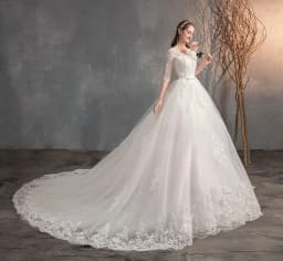 Best Selling 2024 Long Sleeve V Neck Lace Wedding Dress 2026 Vintage Bride Bridal Ball Gown Modest Wedding Dresses Customized
