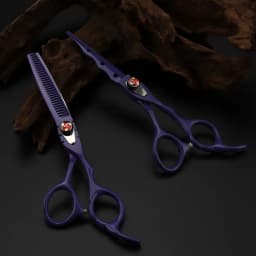 Professional Japan steel 6 '' 7 colors Flame gem hair scissors set cutting barber haircut thinning shears hairdressing scissors