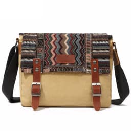 High Quality Waxed Canvas Shoulder Bag National Style Crossbody Bag Young Men Patchwork Color Flap Sling Bag