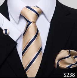 Newest Style Holiday Present 100% Silk Tie Pocket Squares Cufflink Set Necktie Men Dark Blue Wedding Accessories Office Cravat