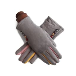 Winter Female Single Layer Warm Cashmere Full Finger Button Cycling Mittens Women Suede Leather Touch Screen Driving Gloves J23
