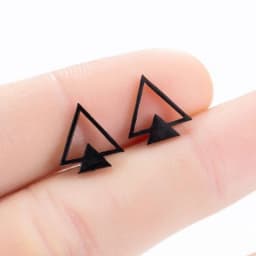 Multiple Black Stainless Steel Stud Earrings for Women Men Simple Volleyball Music Leaf Star Geometric Earings Jewelry Punk Gift