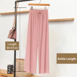 Slacks Women's Loose Summer Pants Soft Ice Silk Ankle-Length Black Wide Leg Pants Grey Khaki Women High Waisted Trousers