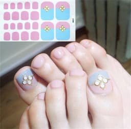 22Tips/Sheet Nail Sticker Adhesive Toenail Art Polish Tips French Glitter Sequins Nail Wraps Strips Easy Toenail Sticker