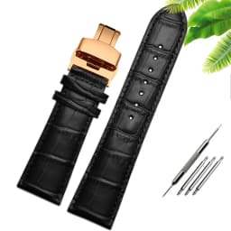 23mm 24mm 26mm 28mm big width-black brownButterfly clasp Mens Alligator Genuine Leather Watch-Strap Band bracelets free shipping