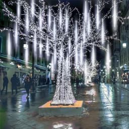 Meteor Shower Garden String Lights 50cm 8 Tubes Outdoor Raindrop Icicle Curtain Christmas Fairy Lights Wedding Party Tree Decor