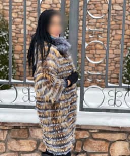 Women's Striped Real Silver Fox Fur Coat, Long Cardigen with Wool Lining, Big Size Clothes, Elegant Outwear, Spring, Lux18A09164