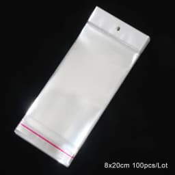 100pcs Transparent Self Adhesive Plastic Storage Bag OPP Poly Pack Bag With Hang Hole Retail Packaging Pouches Beads Jewelry Bag