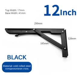 NAIERDI 2PCS 8-20inch Stainless Steel Folding Angle Bracket White Black Iron Triangle Wall Mount Bracket For Shelf Bench Table