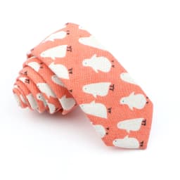 High Quality Cute Linen Cartoon Tie For Men Cat Polar Bear Watermelon Waves Printed Funny Gift Animal Narrow Striped Slim Cravat
