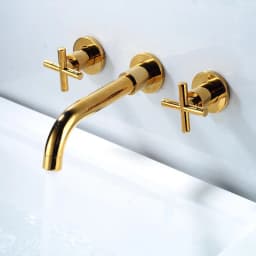 Black Brass Double Handle Wall Mounted Bathroom Sink Mixer Tap Hot & Cold Chrome Finish Faucet with White/Polished Gold Options