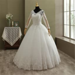 свадебное платье Bridal Ball Gown V Neck Wedding Dress Customized Vestido De Novia Princesa Lace Vintage Long Sleeve Real Image