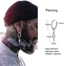 FUN GRENADE SHAPED EARRINGS FOR MEN JEWELRY STAINLESS STEEL HOOP EARING GIFT FOR HIM
