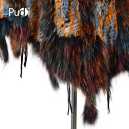 CK708 Real Knitted Rabbit Shawl Poncho Stole With Tassels Shrug Cape Robe Tippet Wrap With Raccoon Fur Collar Women