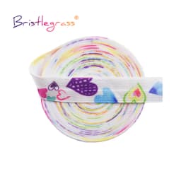 BRISTLEGRASS 2 5 10 Yard 5/8" 15mm Cherry Print Foldover Elastic FOE Spandex Satin Band Tape Hair Tie Headband Dress Sewing Trim