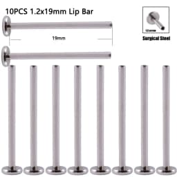 10PCS Surgical Steel Internally Threaded Lip Bar 16G Zircon Top Component For Labret Prong Zircon Ear Tragus Helix Ear Piercing
