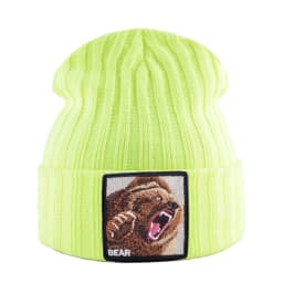 Embroidery Bear Knitted Beanies Hat Men Solid Color Autumn Winter Knitting Boy Skullies Caps Women Streetwear Kpop Gorras Bonnet